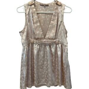 Young Essence Babydoll Pale Pink Polka Dot Sleeveless Top Size Small Fairy Y2K